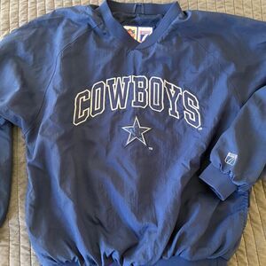 Cowboys Logo-7 Men's Navy and Blue Sweatshirt Windbreaker